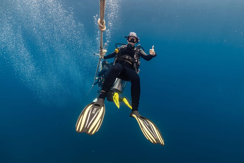 Safety stop after deep dive on advanced course